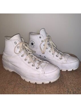 Converse White Leather Lug Platform Sneakers